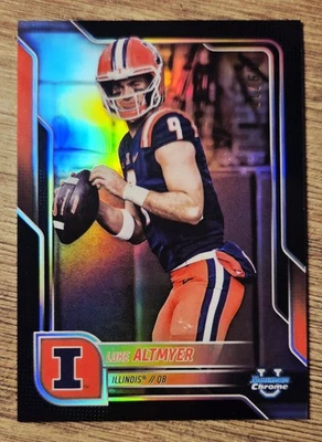 2025 Bowman U Chrome Luke Altmyer Illinois Black Refractor #9/10 JSY # SSP 🏈 - Image 1 of 3