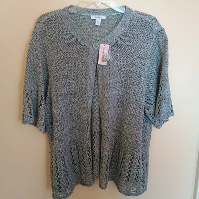 NWT Dressbarn Blue Knit Short Sleeve Button Sweater Cardigan 2xl Size 18/20 - Image 1 of 4