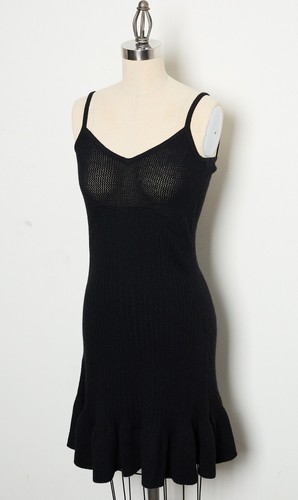 OFF WHITE Abito smanicato in pizzo con bordi increspati 100% cashmere [NUOVO]