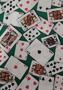 1yd x 43" 100% cotton, Foust Textiles, Playing Cards on Green - Picture 1 of 3
