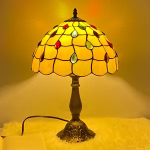 US Tiffany style Table Lamp Stained Glass Bedside Desk Light for Home 18" Tall - Picture 1 of 7
