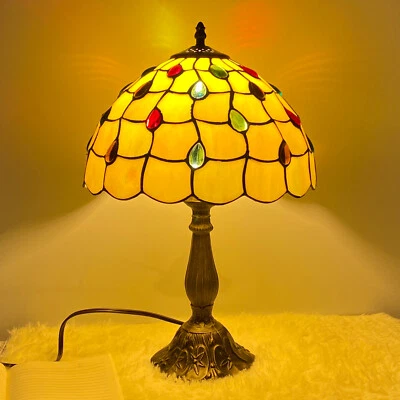 US Tiffany style Table Lamp Stained Glass Bedside Desk Light for Home 18" Tall - Image 1 of 4