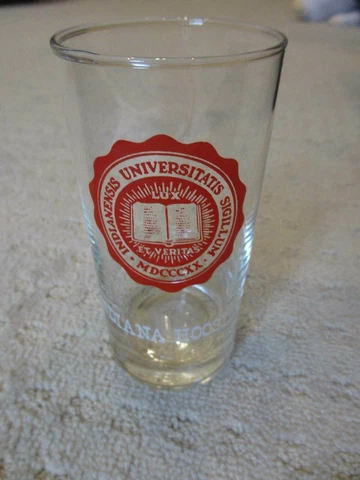 Vintage 1960's University of Indiana Hoosiers Drinking Glass Seal Tumbler * Cover
