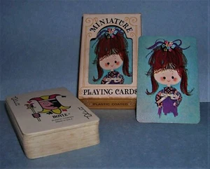 Vintage Hoyle Miniature Hippie Girl Playing Cards Deck w/Box - Picture 1 of 3