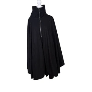 Preach Cape Coat Black Funnel Neck Zip Up Oversized Poncho Size L NWOT - Picture 1 of 11