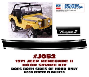 QJ-052 1971 JEEP RENEGADE II HOOD STRIPE KIT - LICENSED - Bild 1 von 1