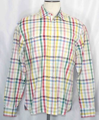 Carbon 2 Cobalt Woven Cotton Check Button L/S Shirt Mens Size Medium  Small Hole - Image 1 of 4