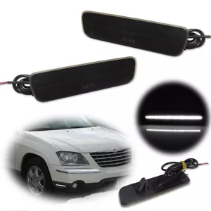 2X SMOKE LENS WHITE LED FRONT SIDE MARKER LIGHTS For 04-08 CHRYSLER PACIFICA VAN - Picture 1 of 9