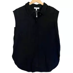 Camicia senza maniche con occhiello abbottonato nero cotone colletto taglia M NUOVA! - Foto 1 di 7