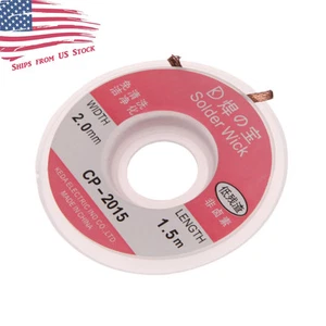 2mm x 5ft Desoldering Braid Wick Solder Remover w/ No Residue Rosin Flux US - Picture 1 of 3