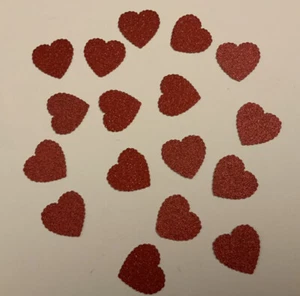 50 Medium Red Sparkly Glitter Hearts Valentine card making scrapbooking craft - Picture 1 of 1