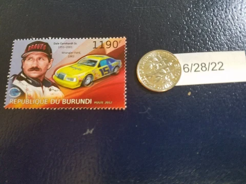 Dale Earnhardt Sr NASCAR Wrangler Ford 1983 2012 Republique Du Burundi Stamp Cover