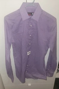 J. Ferrar Purple Multi Dot Slim Stretch Dress Shirt S, 14-14-1/2, 32-33, NEW - Picture 1 of 5