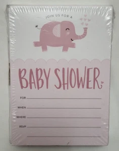 Tumbalina Pink Elephant Girl Baby Shower Postcards 5x7 Invitation Set 25ct ~ New - Picture 1 of 6