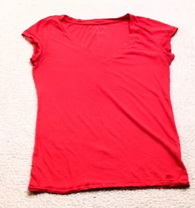 Aeropostale V Neck T-Shirt Women's LARGE Pink Short Sleeve - Picture 1 of 5