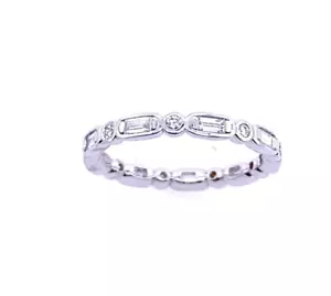 18ct White Gold Baguette & Round 0.52ct Diamond Full Eternity Ring -New - Picture 1 of 4