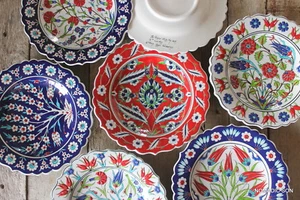 Placas clásicas de cerámica turca - 25 cm, diseños otomanos hechos a mano, pintados a mano - Imagen 1 de 29