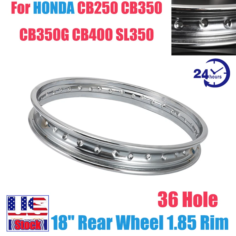 Rear Wheel 1.85 Rim 18" 36 Hole For HONDA CB160 CB250 CB350 XL175 SL350 Steel Foto 1 de 4