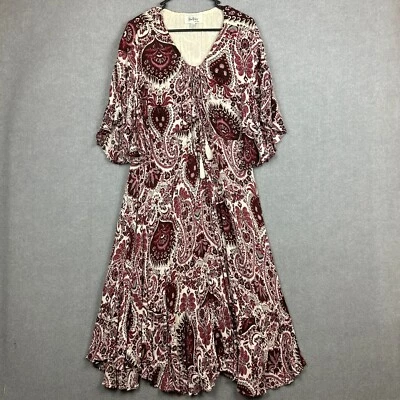 Vestido Pluma y Ruido Mujer Pequeño Mediano Borgoña Blanco Paisley Rayón Puro Foto 1 de 4