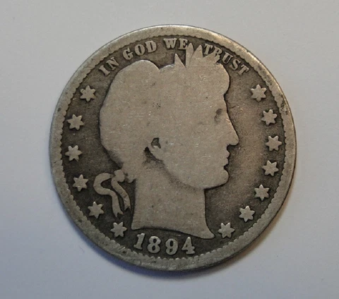1894 SILVER BARBER QUARTER DOLLAR Cover