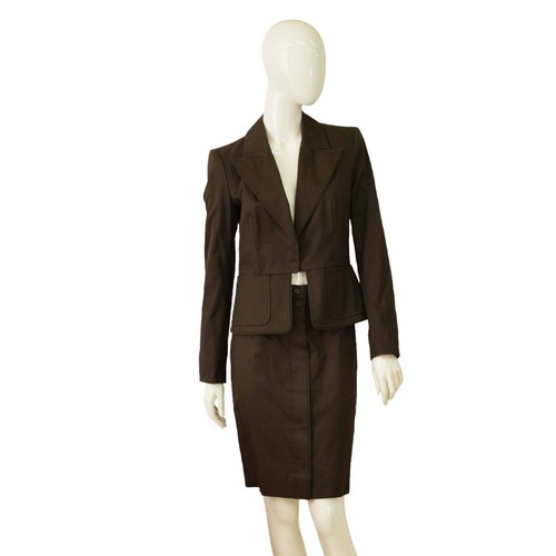 SAINT LAURENT (YSL) Yves Saint Laurent vintage giacca marrone ginocchio set gonna taglia fr 40