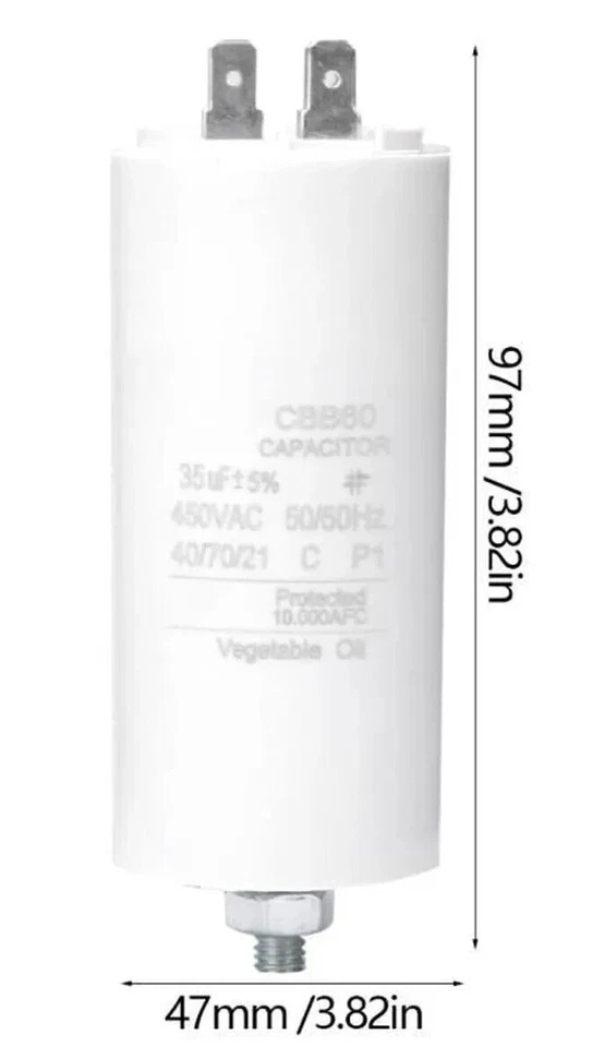 Condensateur démarrage moteur machine à laver CBB60 450V 35uf avec écrou à vis  - Photo 1/4