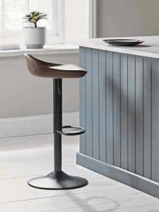 COX & COX Two Faux Leather Counter Stools - Brown - Almost Brand New - RRP £375 - Picture 1 of 4