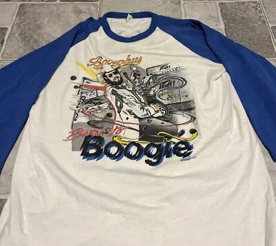 复古 Hank Williams Jr 衬衫 Born To Boogie Raglan Bocephus 80 年代 Outlaw Country — 第 1/4 张图片