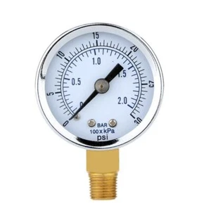 Gauge Manometro Mini Dial pressione per acqua aria olio nero 0-30psi 0-2bar - Foto 1 di 8