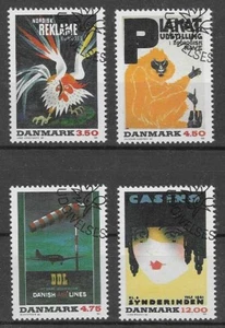 Denmark 1991 Art, Posters, Air Line, Cockerel, Casino & Zoo Monkey, VFU / CTO - Picture 1 of 1
