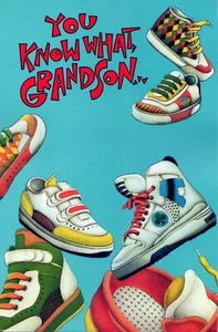 Divertida tarjeta vintage de FELIZ CUMPLEAÑOS PARA NIETO, zapatos de American Greetings +✉ - Imagen 1 de 5