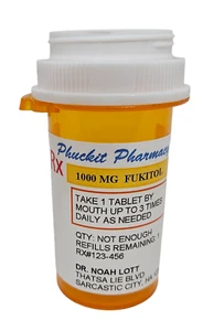Funny Joke Fukitol Pill Bottle Prank - Gag Gifts for Men Women - Novelty Gift - Picture 1 of 3