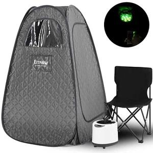 Steam Sauna, Full Size Portable Sauna, Foldable Chair, Remote Control, Gray - Picture 1 of 9