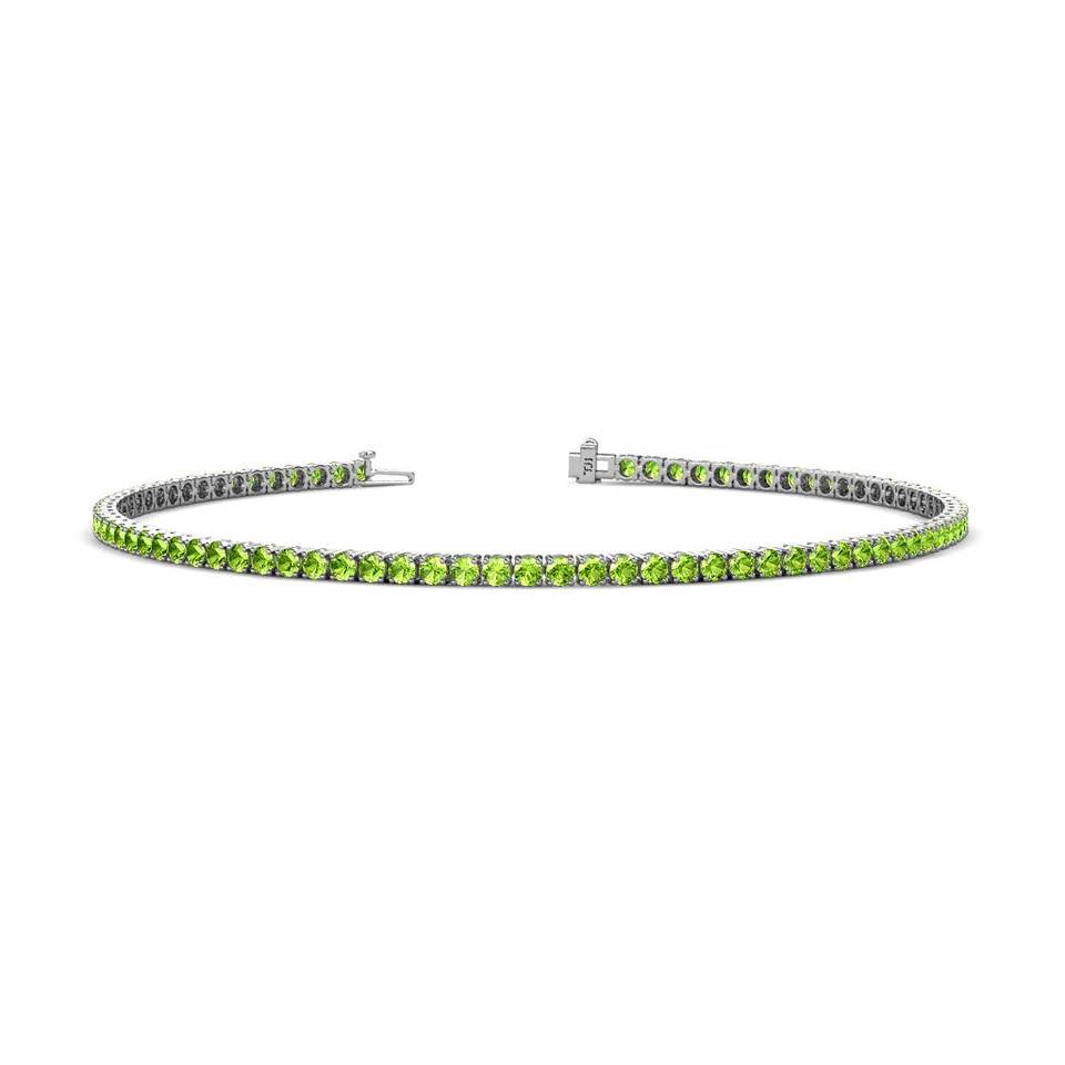 Peridot 2mm Womens Eternity Tennis Bracelet 2.39 ctw 14K Gold JP:122327 - Image 1 of 1