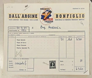 1953 DOCUMENTO FATTURA PASTIFICIO DALL' ARGINE CHIOZZOLA BONFIGLIO PARMA PASTA - Bild 1 von 1