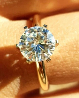 2ct VS Genuine Moissanite Solid 14K White Gold Engagement Ring Charles Colvard - Image 1 of 4