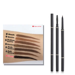 Slim Eyebrow Pencil Waterproof Eye Brow Eyeliner Pen With Brush Makeup Cosmetic - Picture 1 of 18