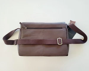 BNWT Royal Class Genuine Leather Brown Lightweight Laptop Shoulder Satchel Bag - Picture 1 of 7