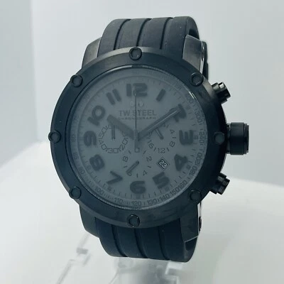 Reloj TW Steel Hombre Negro Cronógrafo Silicona Acero Inoxidable 10ATM 50mm TW129 Foto 1 de 4