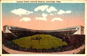 VINTAGE POSTCARD- FOOTBALL GAME, HARVARD STADIUM, CAMBRIDGE, MASS BK54 - Picture 1 of 2