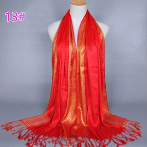 Muslim Women Stripe Glitter Long Scarf Islamic Tassel Turban Shawl Scarves Stole - Picture 1 of 54