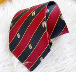 YSL Classic Equestrian Horse Embroidered Red and Blue Tie - Picture 1 of 5
