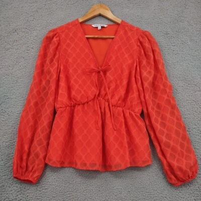 Top bohemio manga larga Elizabeth And James para mujer pequeño naranja peplum cuello en V Foto 1 de 4