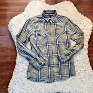 Camisa a Presión American Eagle Outfitters Para Hombres Manga Larga Perla Ajuste Vintage Talla S - Imagen 1 de 6