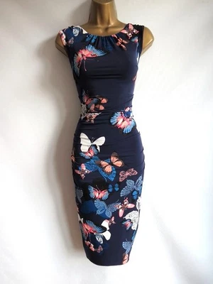 Phase Eight navy butterfly bodycon pencil dress size 14 - Image 1 of 4