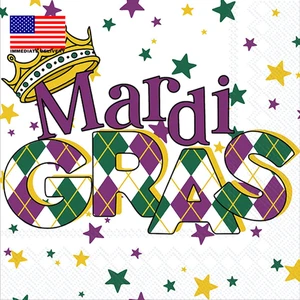 Cocktail Servietten Einweg 3-lagig Papier Party Servietten Pack, 5" x 5", Karneval C - Bild 1 von 2