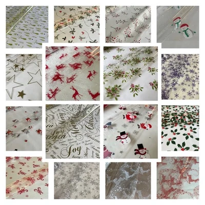 Christmas Cellophane Wrap 5 /10 /20 mtr roll / 2 m sheet Many Designs Gift Wrap - Image 1 of 2