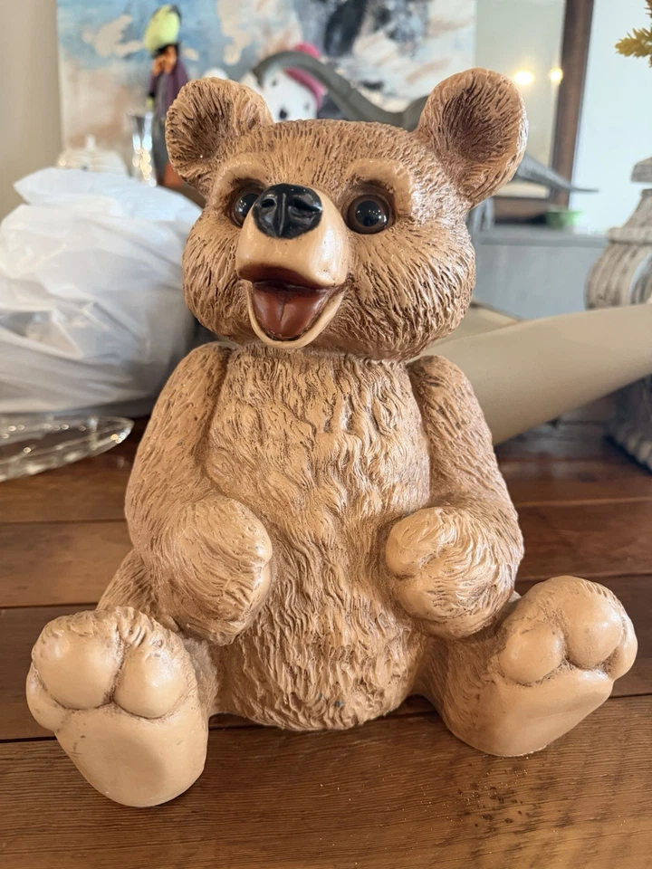 Vintage 1985 Homco Heavy Resin Teddy Bear Figurine Door Stop Garden Statue 11” - Image 1 of 3