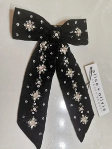 Hermosa pinza de pelo negra vintage Alice Olivia de Stacey Bendet con moño - Imagen 1 de 13