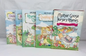 Vintage Pop Up Books 4pc Mother Goose Nursery Rhymes Counting 1992 w/ Holder - Imagen 1 de 8